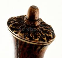 Antik vadásztőr. Réz keresztvas, hüvely, figurális díszítéssel, csont markolattal. 36 cm / Antique h...