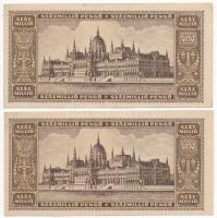 1946. 100.000.000P (2x) sorszámkövetők "P 055 093323 - 093324" T:III Adamo P27