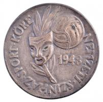 1948. Nemzeti Színház Sport Köre 1948 / Kiss Dénes igaz sportbarátnak ezüstözött fém emlékérem (58mm) T:2