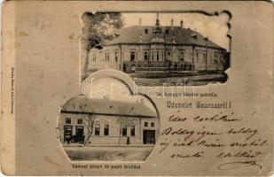 1903 Szarvas, Dr. Lengyel Sándor palotája, Sámuel Adolf üzlete, könyv- és papíráruháza és saját kiadása (EB)