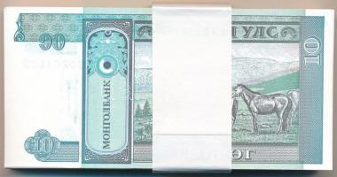Mongólia 1993. 10T (100x) sorszámkövetők, kötegelővel T:I,I- Mongolia 1993. 10 Tugrik (100x) consecu...