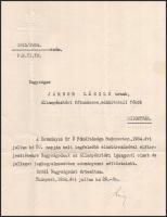 1934 Imrédy Béla (1891-1946) pénzügyminiszter, majd miniszterelnök aláírása egy állampénztári igazga...