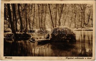 1928 Miskolctapolca, Görömbölytapolca, Görömbölyi-Tapolca, Tapolca (Miskolc); erdő részlet a tóval (EK)