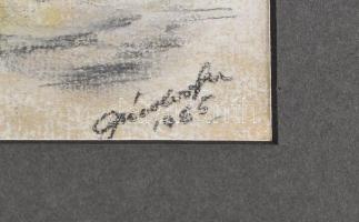 Olvashatatlan jelzéssel: Állatkert bejárata (Bp.), 1965. Pasztell, papír, kissé sérült, paszpartuban...