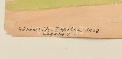 Legány Zoltán (1911-1993): Görömböly-Tapolca, 1968. Akvarell, papír, jelzett, bal alsó sarkában sérü...