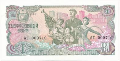 Észak-Korea 1983. (1978) 1W hátoldalán zöld pecséttel (deviza igazolás) T:I- North Korea 1983. (1978) 1 Won with green stamp on reverse (as Foreign Exchange Certificate) C:AU Krause P#18b