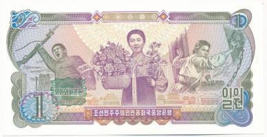 Észak-Korea 1983. (1978) 1W hátoldalán zöld pecséttel (deviza igazolás) T:I-
North Korea 1983. (197...