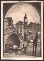 Szentgyörgyvári Gyenes Lajos (1890-1971): Venezia. Rézkarc, papír, jelzés nélkül, ismeretlen ajándékozási sorokkal, körbevágva, foltos, 33x23,5 cm