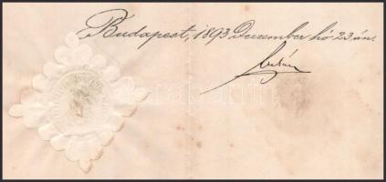 1893 Lukács Béla (1847-1901) az első Wekerle-kormány kereskedelemügyi miniszterének (1892. november ...