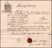 1887-1888 Brassó-Nagyszeben, hadnagy részére szóló vizsgabizonyítványok, 2 db, okmánybélyegekkel (50...