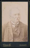cca 1880-1900 Idős bajszos úr portréja, keményhátú fotó Veress Ferenc (1832-1916) kolozsvári műterméből, vizitkártya, 10,5x6,5 cm