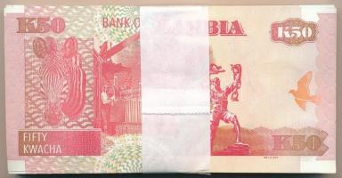 Zambia 2009. 50K (100x) kötegelővel, sorszámkövetők T:I,I- Zambia 2009. 50 Kwacha (100x) in wrapper,...