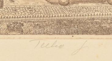 Tuka László (1924-2007): Bécsi kapu. Rézkarc, papír, jelzett, számozott (13/100), üveg mögött, 25×38...