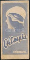 cca 1930 Olimpia svájcisapka számolócédula, kissé foltos
