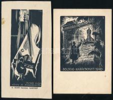 3 db kisgrafika, közte Bánszki Tamás (1892-1971) és G. Szabó Kálmán (1897-1955) metszete, vegyes állapotban, 15x9 cm és 18x13 cm között