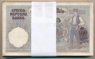 Szerbia / Német megszállás 1941. 100D (98x) kötegelővel T:III Serbia / German Occupation 1941. 100 D...