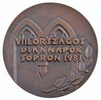 Renner Kálmán (1927-1994) 1981. "VIII. Országos Diáknapok Sopron 1981" kétoldalas, öntött ...