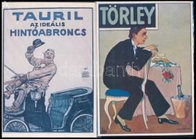 2 db régi plakát modern reprintje (Törley, Tauril hintóabroncs), bontatlan csomagolásban, 21x15 cm