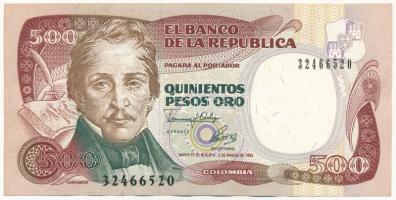 Kolumbia 1992. 500P 32466520 T:I- hullámos papír Colombia 1992. 500 Pesos 32466520 C:AU wavy paper Krause P#431A