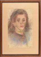 Czóbel Béla (1883-1976): Női portré. Pasztell, papír. Jelzett. Kissé foltos és kissé sérült (hajtásnyomokkal, apró szakadással). Proveniencia: Apáti Abkarovics Béla (1888-1957) hagyatéka. 43x31 cm. Üvegezett fakeretben.