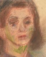 Czóbel Béla (1883-1976): Női portré. Pasztell, papír. Jelzett. Kissé foltos és kissé sérült (hajtásn...