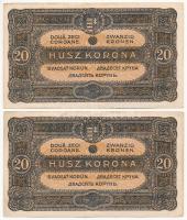 1920. 20K (2x) sorszámkövetők "2a 024 888371 - 2a 024 888372" T:II hajtatlan 
Adamo K15