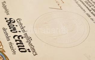 1938 Ezredesi kinevezés Báró Ernő részére. Horthy Miklós kormányzó és Rátz Jenő honvádelmi miniszter...