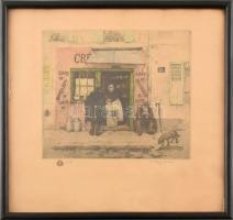 Tavík Frantisek Simon (1877-1942): Crémerie a deux sous, 1911 körül. Színes rézkarc, papír. Jelzett....