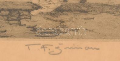 Tavík Frantisek Simon (1877-1942): Crémerie a deux sous, 1911 körül. Színes rézkarc, papír. Jelzett....