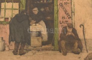 Tavík Frantisek Simon (1877-1942): Crémerie a deux sous, 1911 körül. Színes rézkarc, papír. Jelzett....
