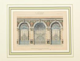 cca. 1905 La Decoration, Projet de Facade D'un Hotel-Restaurant a Nantes, litográfia, papír, paszpartuban. 20x28cm