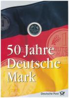 Németország 1994D 1M Cu-Ni 50 éves a Német márka karton díszlapon T:1 Germany 1994D 1 Mark Cu-Ni on 50 Jahre Deutsche Mark cardboard sheet C:UNC