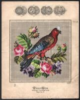 cca. 1910 keresztszemes hímzésminta rajz, Bécs, papagáj