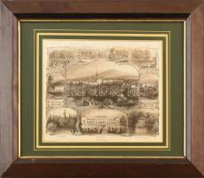 Thomas Heawood (1810-1870): Homburg. Acélmetszet, papír, jelzett a metszeten. Üvegezett, dekoratív fa keretben. 20x24 cm