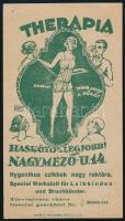 Therápia Haskötő számolócédula / reklám nyomtatvány, Zsolt Géza jelzett grafikájával 10x15 cm