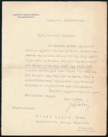 1930 Sipőcz Jenő budapesti polgármester autográf aláírással ellátott levele