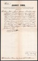 1871 Simor János (1813-1891) győri püspök, hercegprímás, későbbi esztergomi érsek fejléces levélpapírjára írt 2 db latin nyelvű okirat, szárazpecséttel