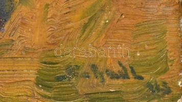 Schadl János (1892-1944): Napfényes vízparton. Olaj, karton, jelzett. Dekoratív, sérült fa keretben....