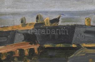 Schadl János (1892-1944): Napfényes vízparton. Olaj, karton, jelzett. Dekoratív, sérült fa keretben....