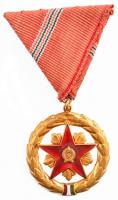 1954. "Szocialista Munkáért Érdemérem" zománcozott fém kitüntetés fakó mellszalagon, dísztokban T:1-  NMK 603.