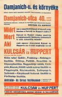 cca 1940 Budapest Damjanich utcai Huppert gőzmosógyár reklám plakát, szakadással 32x47 cm