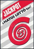 cca 1990 Jackpot a Hatos Lottó-ban! kisplakát, villamosplakát, 23,5x16,5 cm