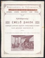 cca 1910 Roessemann és Kühnermann Koppel Artúr féle vasutak emelő bakok, mozdonyok, stb reklám nyomtatvány, papírra ragasztva 23x30 cm