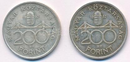 1992. 200Ft Ag "MNB" (2x) T:1-,2 Adamo F13