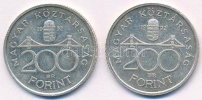 1992. 200Ft Ag "MNB" (2x) T:1-,2 Adamo F13