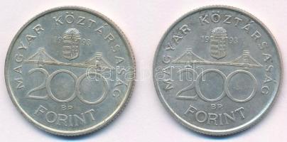 1993. 200Ft Ag "MNB" (2x) T:1-,2 Adamo F13