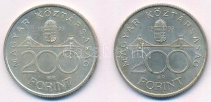 1993. 200Ft Ag "MNB" (2x) T:1-,2 Adamo F13