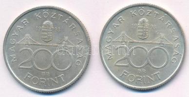 1993. 200Ft Ag "MNB" (2x) T:1-,2 Adamo F13
