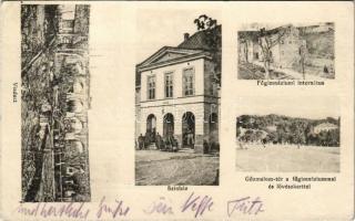 1915 Oravicabánya, Oravita; vasúti viadukt, színház, főgimnáziumi internátus, Gőzmalom tér, főgimnázium, lövészkert / railway viaduct, theatre, school, square, shooting hall (EK)