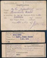 1917 3 db I. világháborús kitüntetés viselésére jogosító igazolvány (Károly Csapatkereszt, Bronz Vitézségi Érem + másodszori adományozás), a cs. és kir. 101. gyalogezred (K.u.k. Infanterie Regiment No 101.) tagja részére (kettő kivágáson)